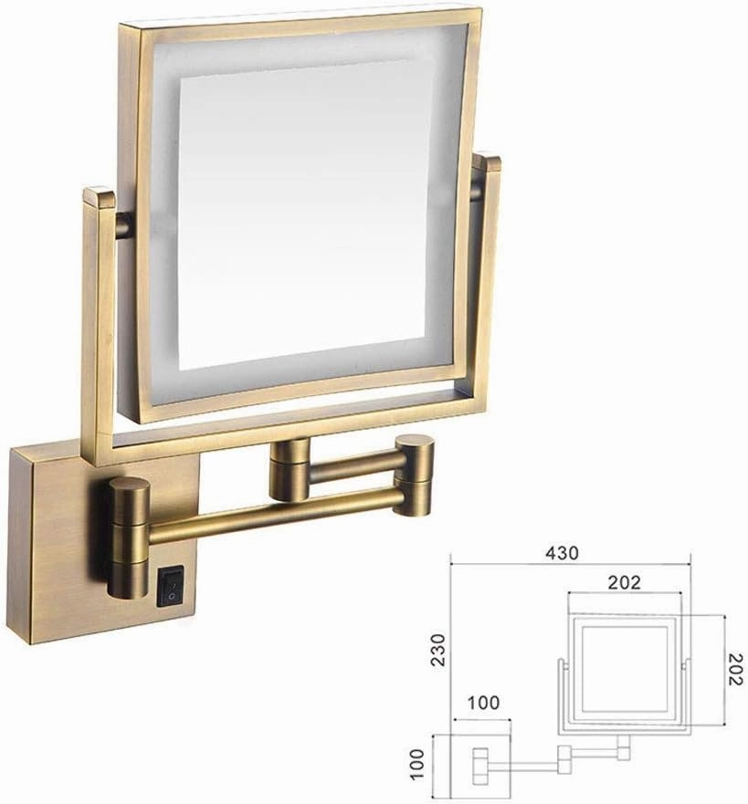 Makeup Mirror with Led Lights and Magnification USB Charging Illuminated Vanity Mirror Two Sided 3X Magnifying Extendable Arm Chrome Finish Makeup and Shaving (Color : #4)