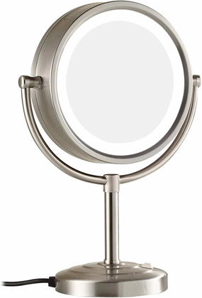 Makeup Mirror with Light and Magnification 8 Inch Brass Double Sided Countertop Vanity Mirrors 360° Rotation LED Lighted Cosmetic Mirror Black 7X (Color : d, Siz (Color : Nickel, Size : 7X) (Ni