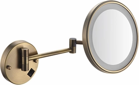 Makeup Mirror with Lights and 10X Magnification LED Wall Mounted Bathroom Vanity Mirror Swivel Extendable Shaving Mirror Brass USB (Color : Gold, Size : Hardwi ( Color : Brass , Size : Hardwired )