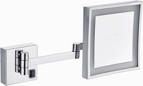 Makeup Mirror with Lights and 3X Magnification Chrome Square LED Wall Mounted Bathroom Vanity Mirror Swivel Extendable Shaving Mirror Plug in (Color : Hardwired)