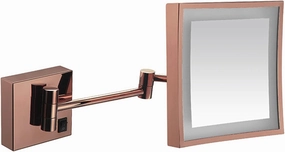 Makeup Mirror with Lights and 3X Magnification Square LED Wall Mounted Bathroom Vanity Mirror Rotable Extendable Shaving Mirror Brass Plug in (Color : Gold, Size : H ( Color : Rose Gold , Size : Hardw