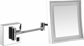 Makeup Mirror with Lights and 3X Magnification Square LED Wall Mounted Bathroom Vanity Mirror Rotable Extendable Shaving Mirror Brass Plug in (Color : Gold, Size : H (Color : Silver, Size : Plug in