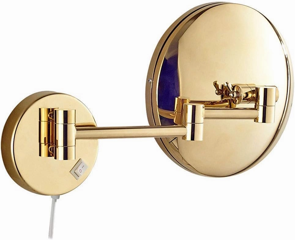Makeup Mirrors Magnifying LED Vanity Mirrors for Bathroom 8 Inch Wall Mounted Brass Mirrors with Switch Plug(3X)