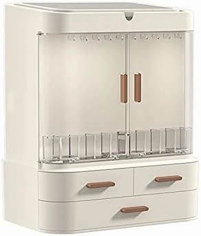 Makeup Organizer Light Luxury Cosmetic Storage Box LED Makeup Mirror Integrated Dressing Table Bathroom Facial Mask Perfume Desktop Shelf Makeup Storage Shelf