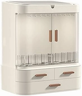 Makeup Organizer Light Luxury Cosmetic Storage Box LED Makeup Mirror Integrated Dressing Table Bathroom Facial Mask Perfume Desktop Shelf Makeup Storage Shelf