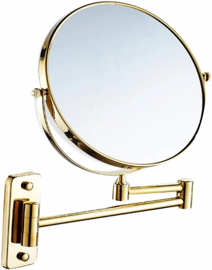 Makeup Vanity Mirror,Two-Sided Wall Mounted Beauty Mirror 3X Magnification Bathroom Mirror 360°Swivel Extendable Cosmetic Mirror,Silver(Gold,8inch)