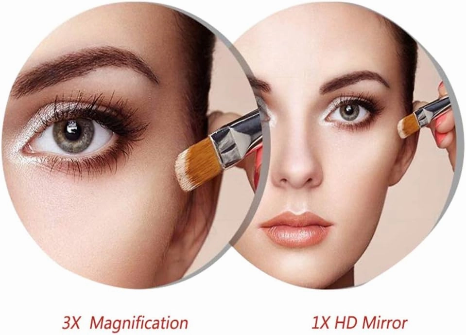 Makeup Vanity Mirror,Two-Sided Wall Mounted Beauty Mirror 3X Magnification Bathroom Mirror 360°Swivel Extendable Cosmetic Mirror,Silver(Gold,8inch)