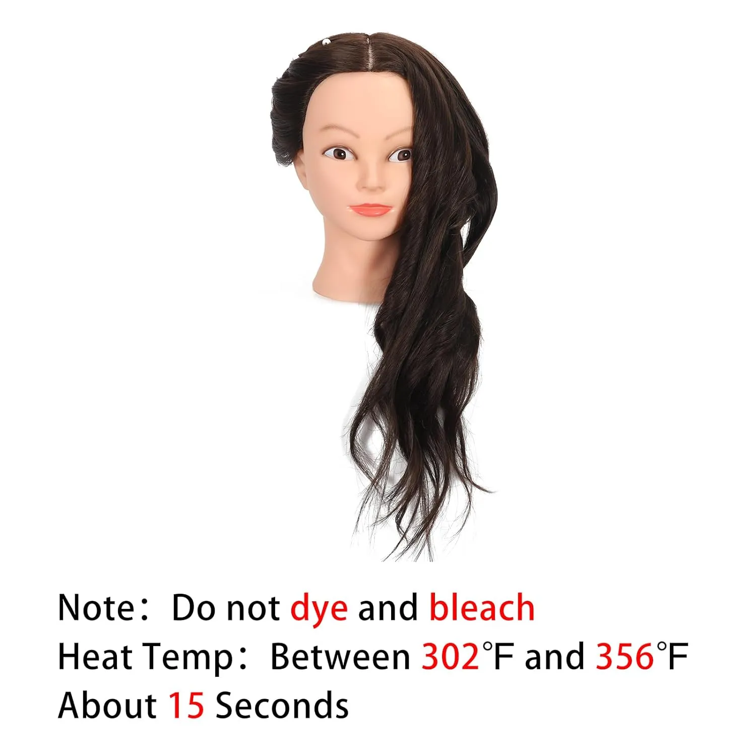 Mannequin Head 70% Human Hair 28"Cosmetology Practice Mannequin Head with Hair Makeup Doll Head for Practice（No makeup 4#）