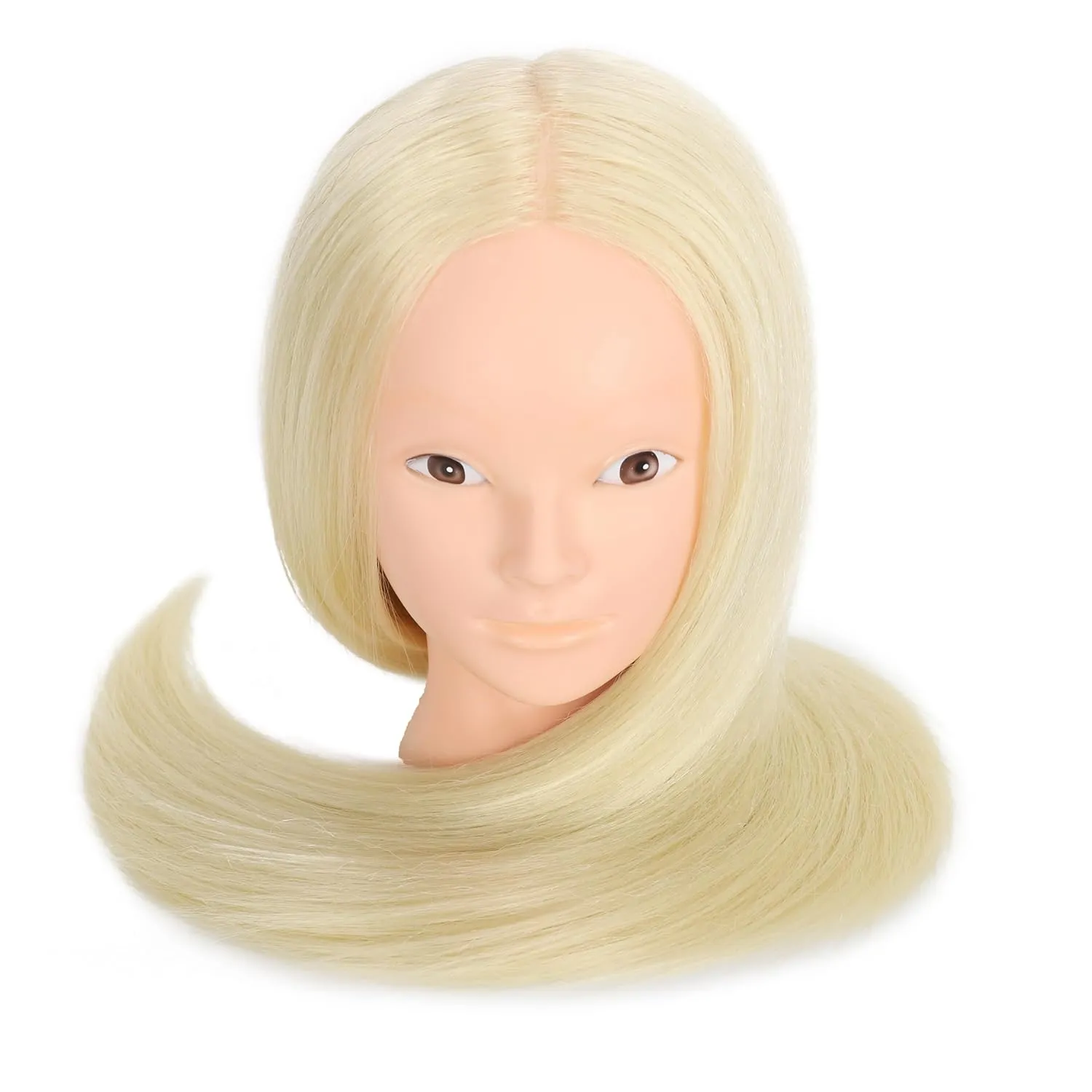 Mannequin Head 70% Real Hair Cosmetology Mannequin Doll Head for Makeup Practice(No Makeup 613#)