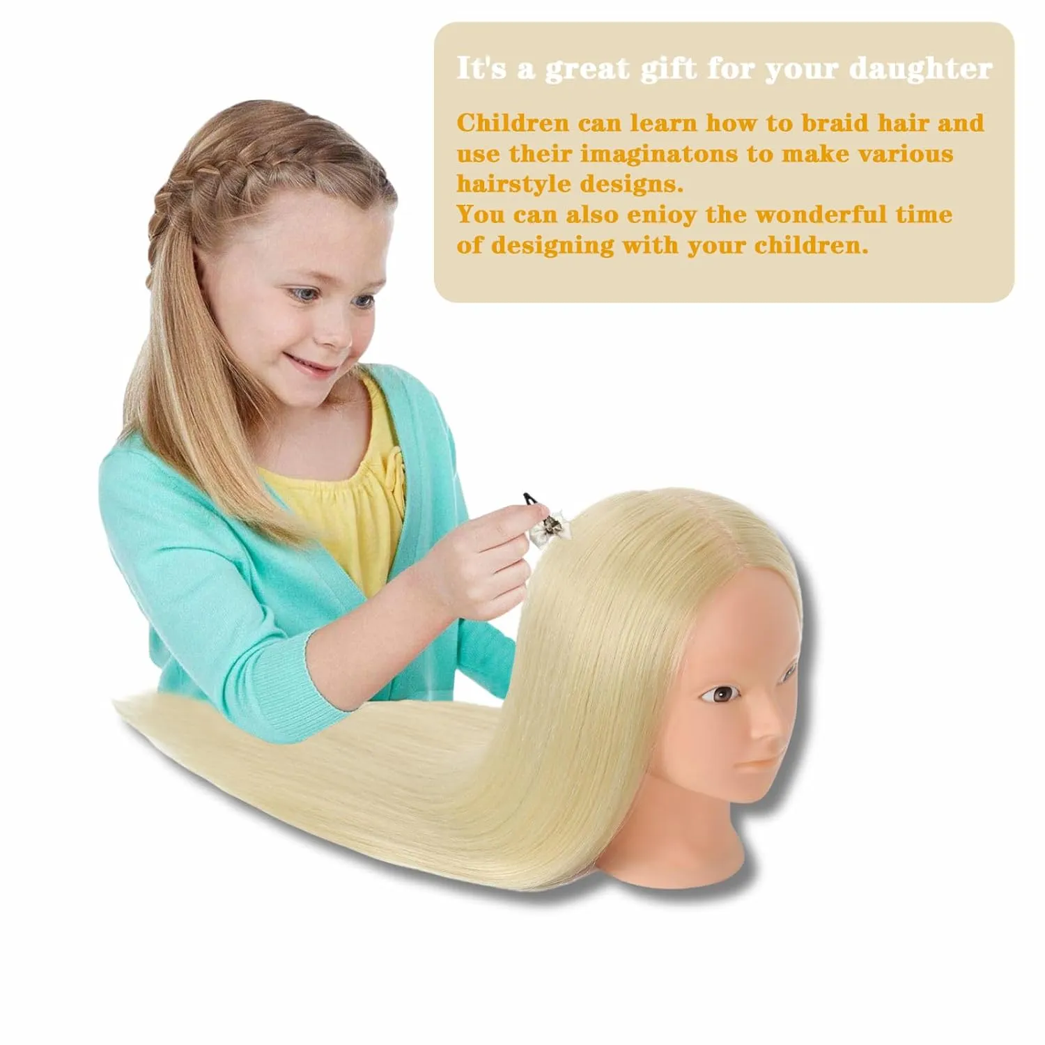 Mannequin Head 70% Real Hair Cosmetology Mannequin Doll Head for Makeup Practice(No Makeup 613#)