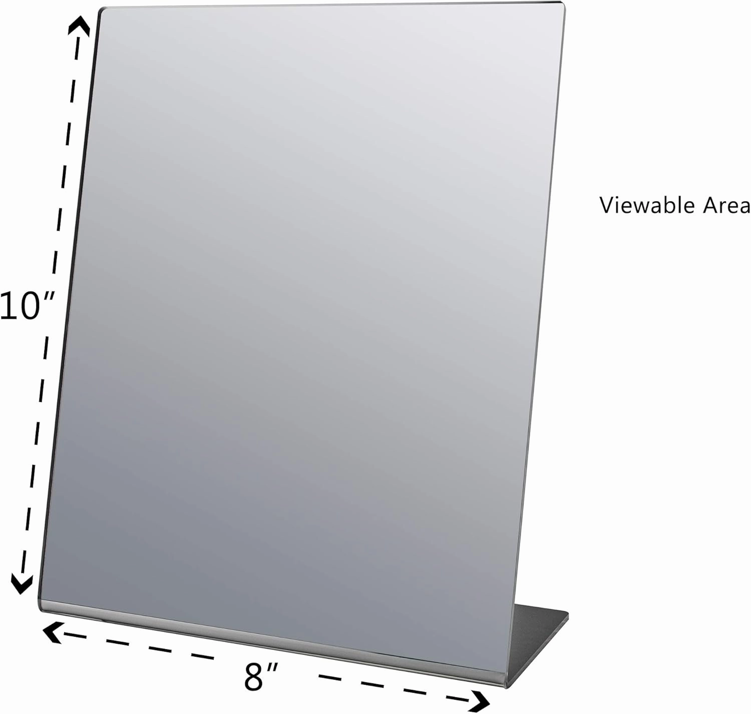 Marketing Holders 4 Pack 8x10 Inch Acrylic Mirror Counter Slanted Back L Shape Vertical Easel Mirrors No Assembly Teens Bathroom Hair Salon Piercing Kiosk Home or Work Desk Makeup Mirrors