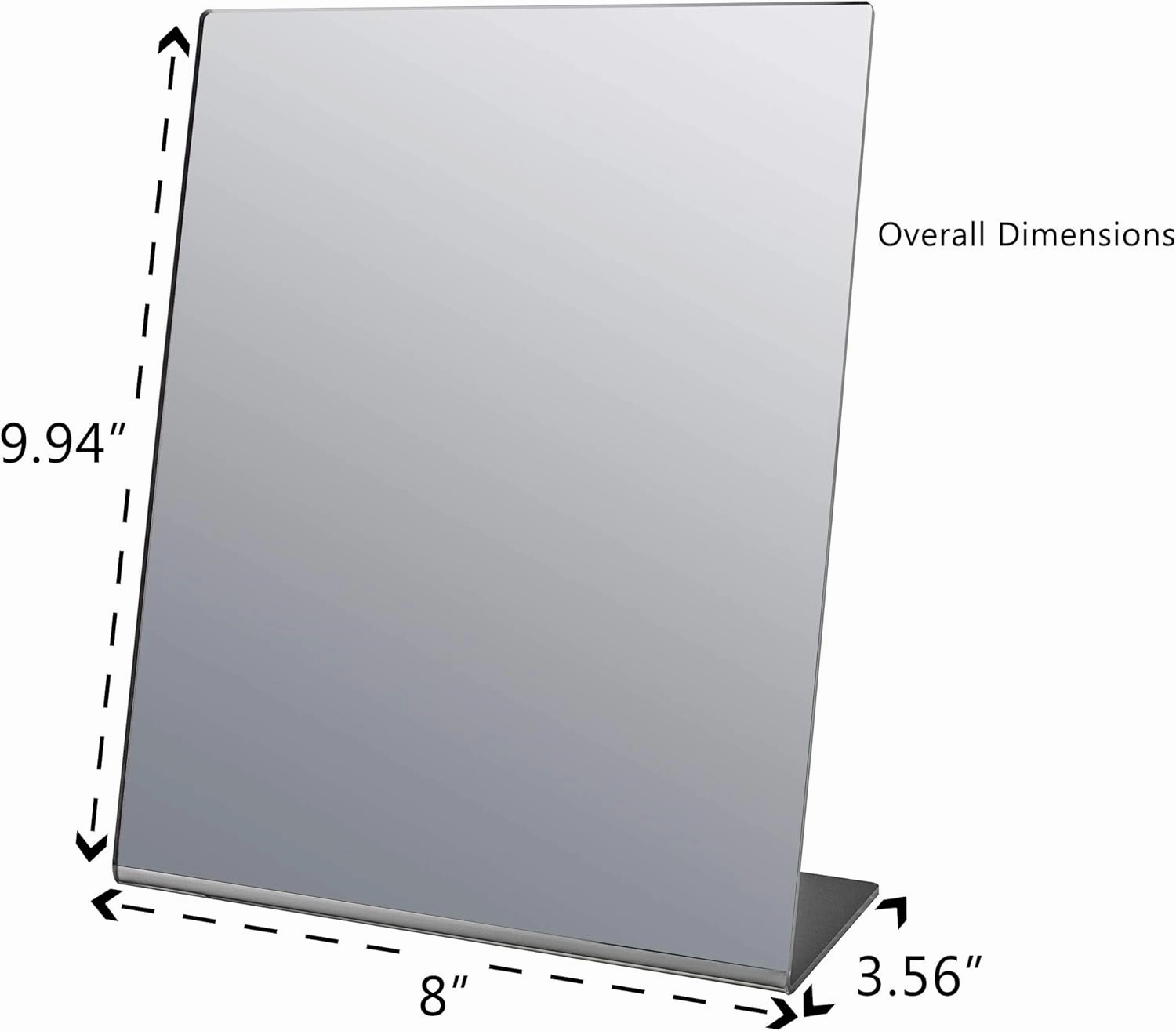 Marketing Holders 4 Pack 8x10 Inch Acrylic Mirror Counter Slanted Back L Shape Vertical Easel Mirrors No Assembly Teens Bathroom Hair Salon Piercing Kiosk Home or Work Desk Makeup Mirrors