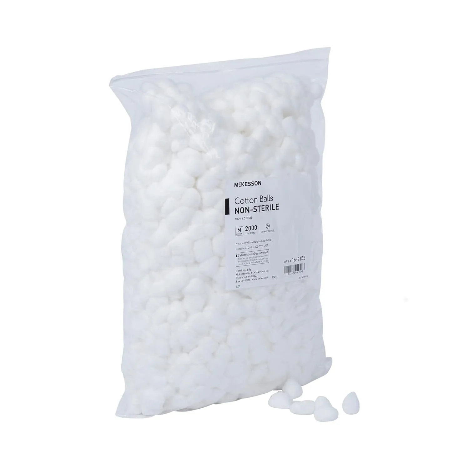 McKesson Cotton Balls [4000 Count] Bulk, 100% Pure Cotton Balls for Face, Nail Polish Remover, Makeup, Medium, 2000 Count, 2 Boxes
