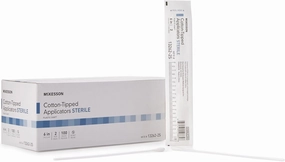 McKesson Cotton Tipped Applicator, 6 in [200 Count] Long Sterile Medical Swabs, Individually Wrapped, Plastic Shaft
