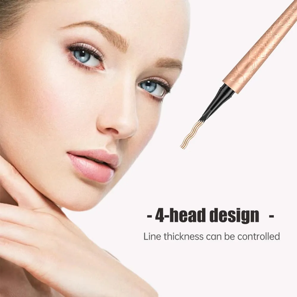 Microblading Eyebrow Pencil, 2025 New 3D Waterproof 4 Tip Microblading Eyebrow Pen, Natural Gap Filling Eyebrow Makeup Long-Lasting Fine Stroke Eye Brow Pen for Women (Gray)
