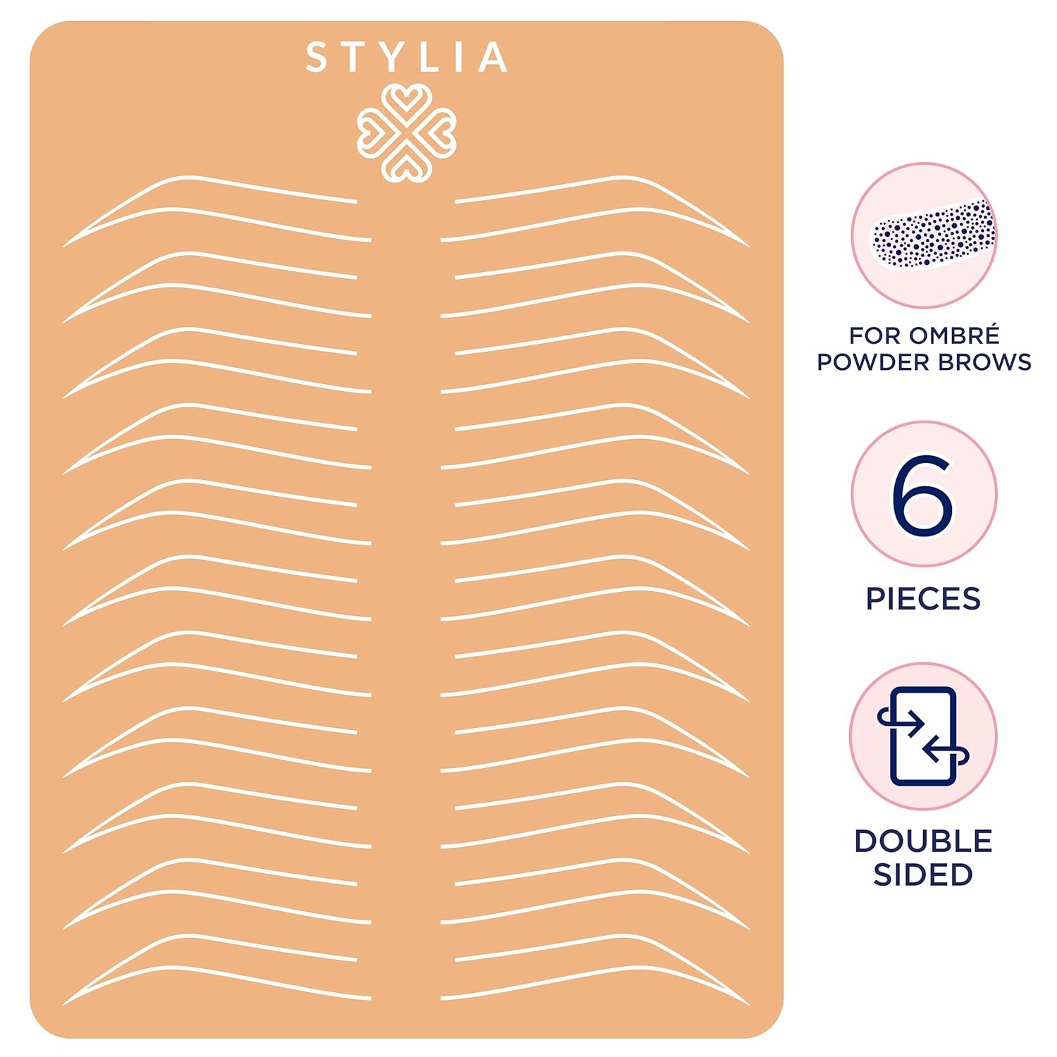 Microblading Supplies 6 Piece Silicone Double Sided Ombre Practice Skin For Eyebrow Tattoos: Permanent Makeup Silicone Skins To Practice Brow Microshading And Powder Brows, Fake Skin Sheets