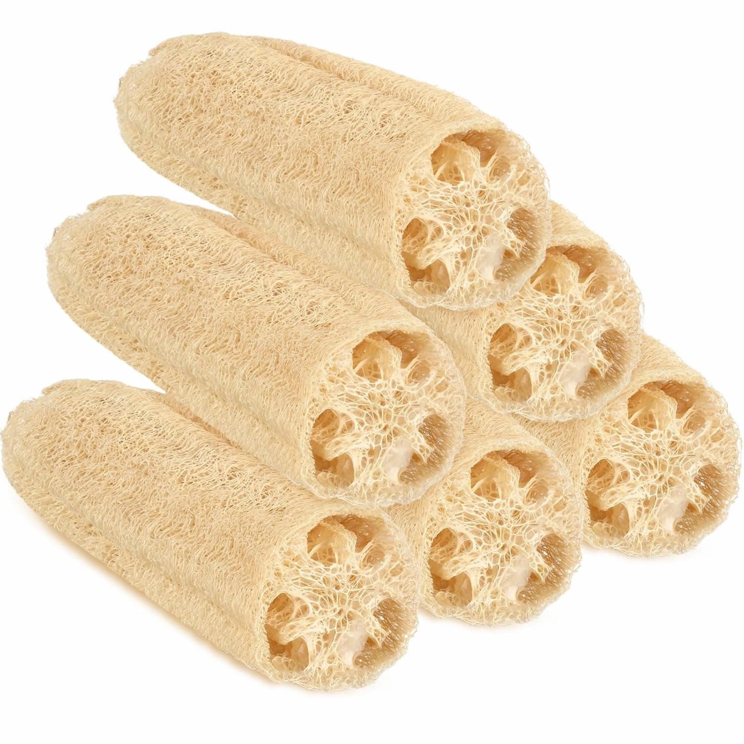 Mifoci 6 Pcs Natural Loofah Sponge 12 Inch Luffa Bath Shower Sponge Large Exfoliating Loofah Body Scrubbers Bath Loofahs for Men, Women, Adults, Spa, Beauty, Bathing, Face, Back, Skin, Daily Care
