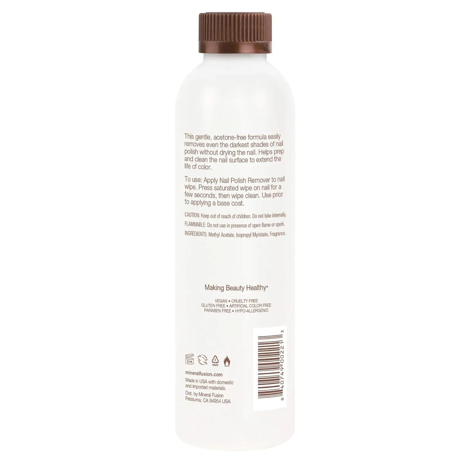 Mineral Fusion Nail Polish Remover, Acetone-Free & Non Drying for Regular & Shellac Nail Polishes, 6 Ounce
