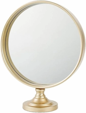 Mirrors Cosmetic with Stand， Metal Framed Modern High Definition Makeup Dressing Table Magnify Lighted Tabletop Tabletop (Color : Gold， Size : A)