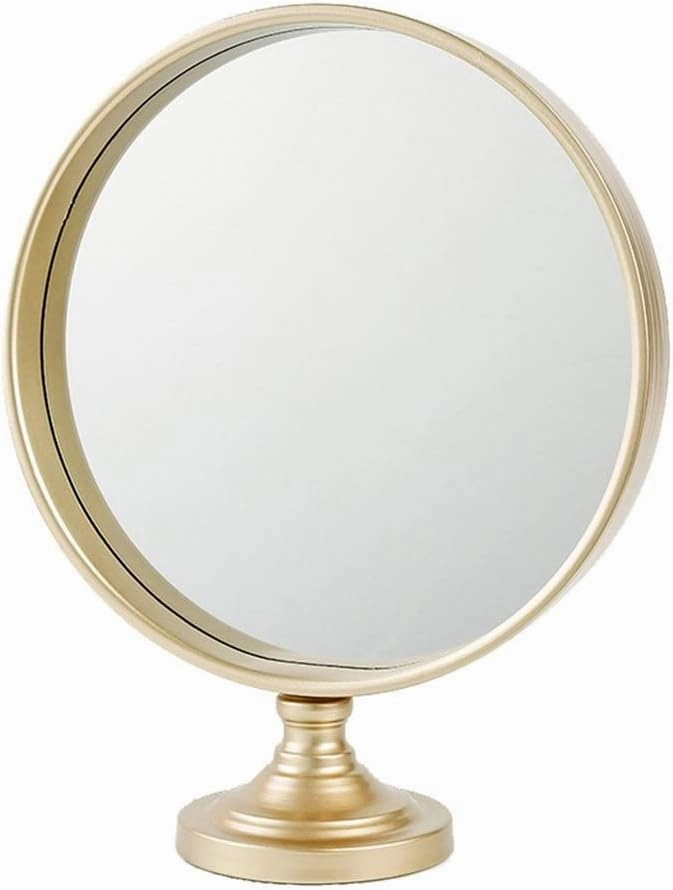 Mirrors Cosmetic with Stand， Metal Framed Modern High Definition Makeup Dressing Table Magnify Lighted Tabletop Tabletop (Color : Gold， Size : A)
