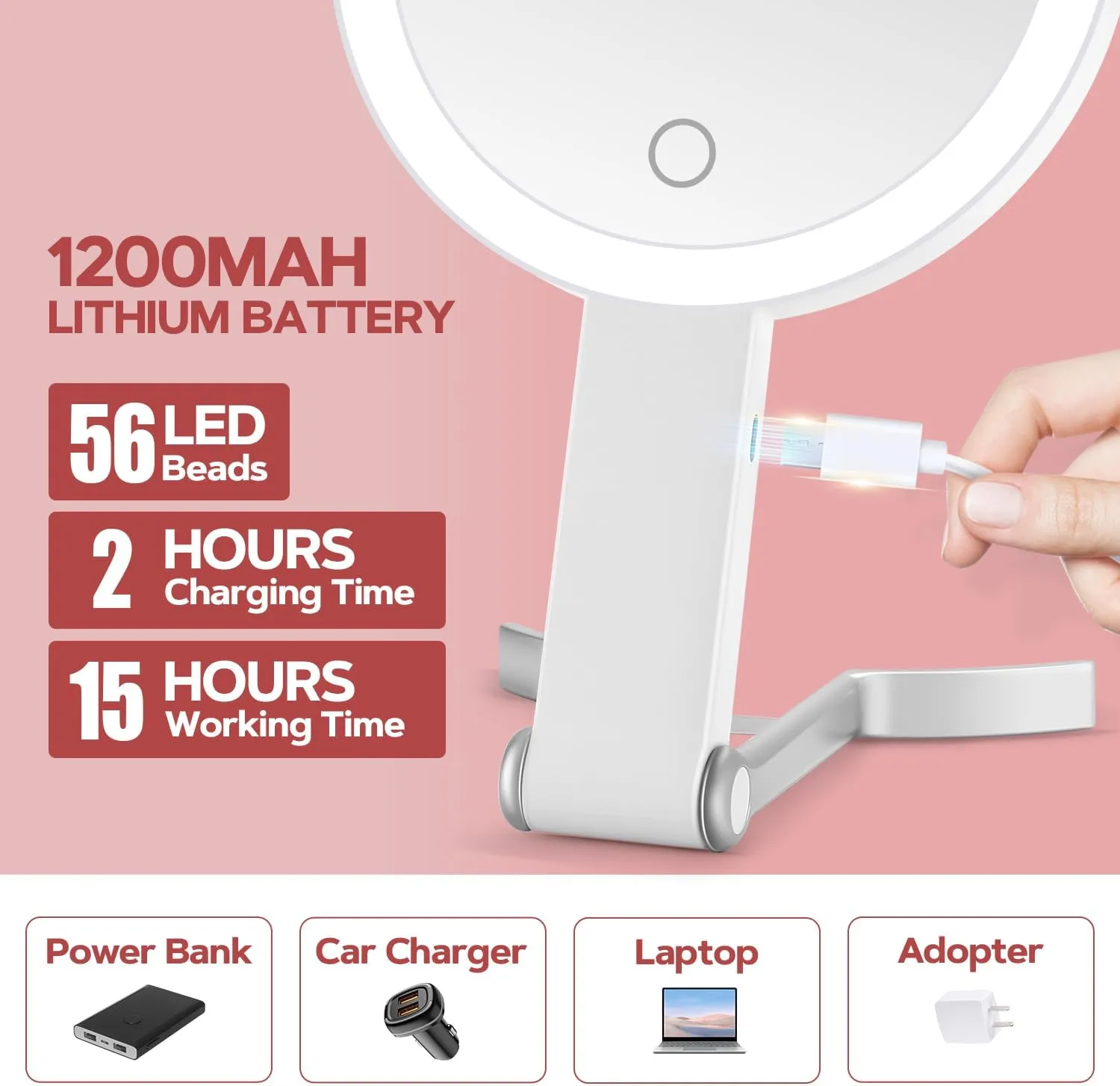 MIYADIVA Lighted Makeup Mirror, 30X Magnifying Mirror with Light and Adjustable Brightness, Hanging and Handheld Mirror with Handle, Portable Travel Makeup Mirror with Lights, Vanity Mirrors for Women
