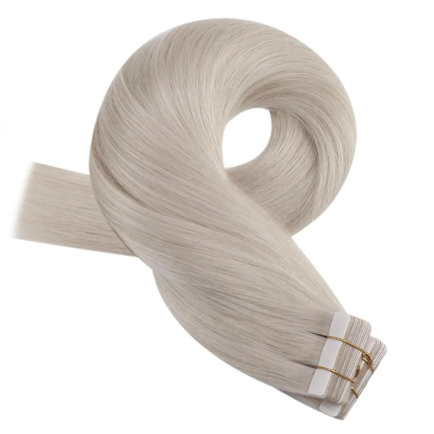 Moresoo Tape Hair Extensions Human Hair 20 Inch Blonde Tape in Extensions Real Human White Blond Hair Extensions Glue in 20 Pieces/50g #60A