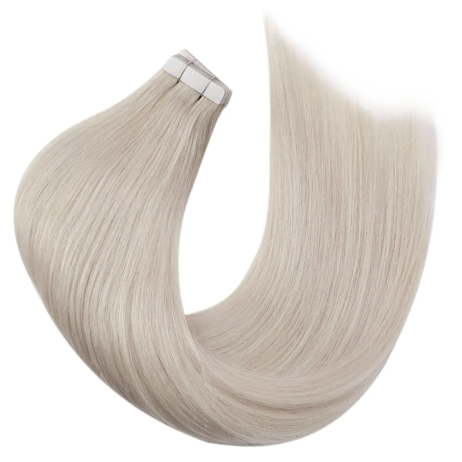 Moresoo Tape Hair Extensions Human Hair 20 Inch Blonde Tape in Extensions Real Human White Blond Hair Extensions Glue in 20 Pieces/50g #60A