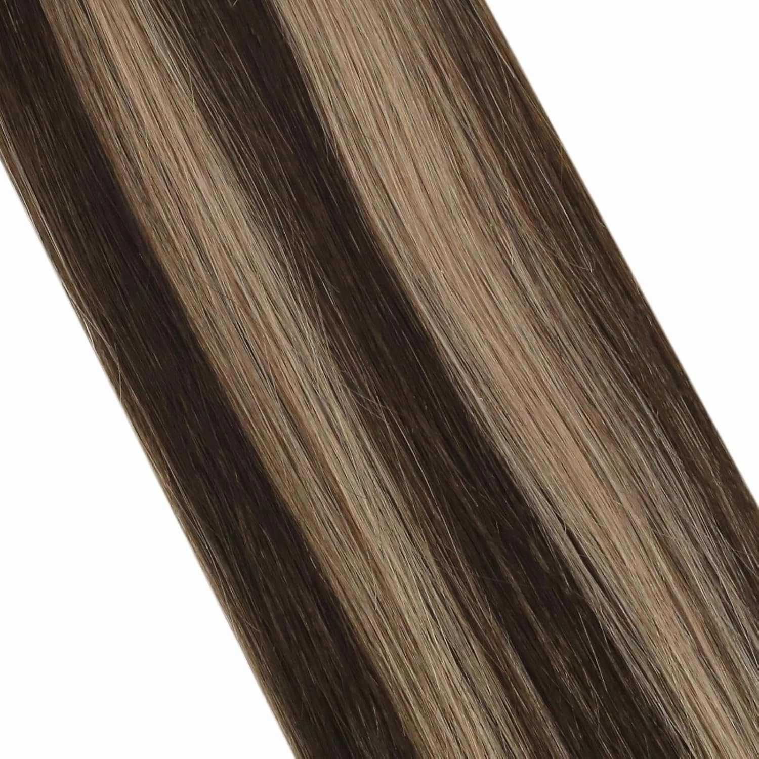 Moresoo Tape in Hair Extensions Human Hair Balayage Real Hair Tape Hair Extensions Black to Dark Brown with Golden Brown Human Hair Glue in Fashion Seamless 18 Inch 20Pcs/50g #1B/4/14