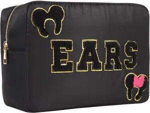Mouse Ears Bag Travel Case Hair Accessories Organizer Bow Mouse Ears Headbands Holder Storage Nylon Large Chenille Letter Makeup Bag Park Travel Essentials Gifts for Women