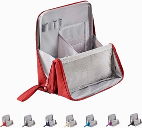 Multi-purpose Large Capacity Oxford Cloth Standing Makeup Bag, Portable Toiletry Bag, Waterproof Makeup Organizer with Compartments (Red)