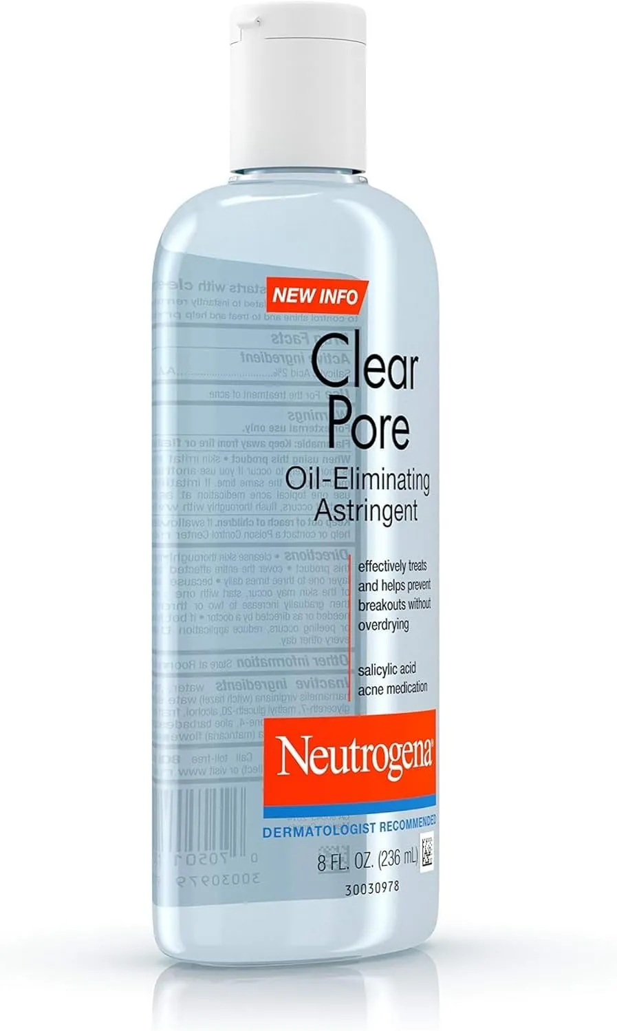 Neutrogena Clear Pore Oil-Eliminating Facial Astringent with 2% Salicylic Acid Acne Medication and Witch Hazel, Pore Clearing Treatment for Acne-Prone Skin, Helps Control Shine, 8 fl. oz, 6 Pack
