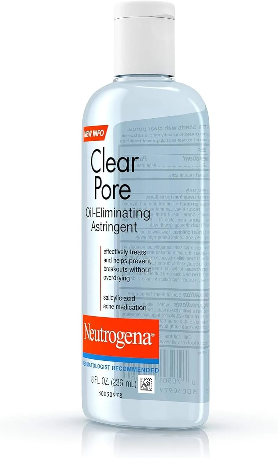 Neutrogena Clear Pore Oil-Eliminating Facial Astringent with 2% Salicylic Acid Acne Medication and Witch Hazel, Pore Clearing Treatment for Acne-Prone Skin, Helps Control Shine, 8 fl. oz, 6 Pack