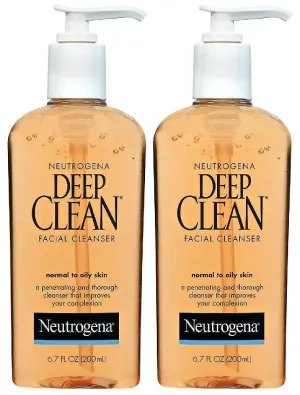 Neutrogena Deep Clean Daily Facial Cleanser with Beta Hydroxy Acid for Normal to Oily Skin, Alcohol-Free, Oil-Free & Non-Comedogenic, 6.7 fl. oz (Pack of 2)