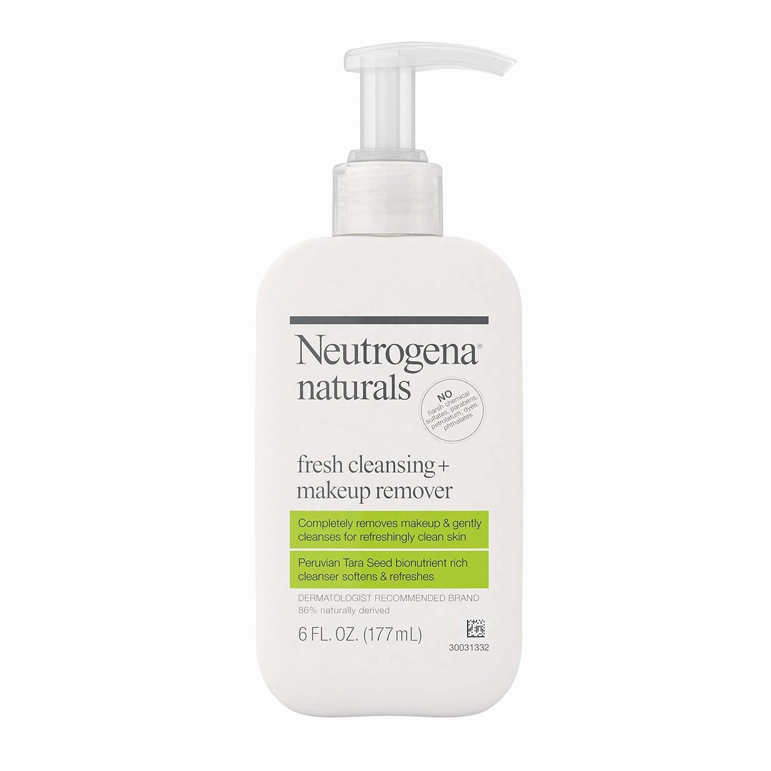 Neutrogena Naturals Fresh Cleansing Daily Face Wash   Makeup Remover with Naturally-Derived Peruvian Tara Seed, Hypoallergenic, Non-Comedogenic & Sulfate-, Paraben- & Phthalate-Free, 6 fl. oz