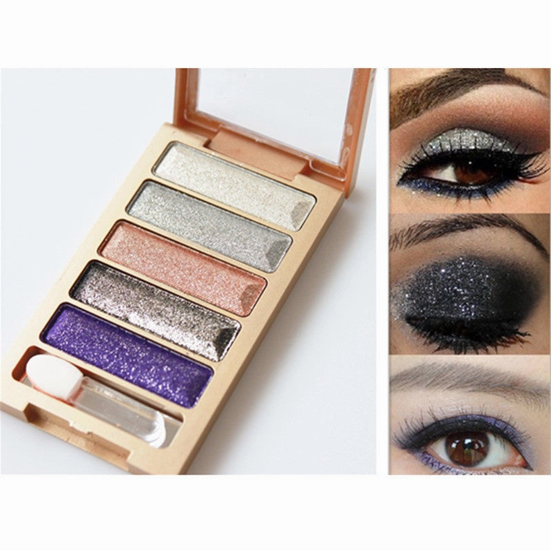 New brand 5 Color Glitter Eyeshadow Makeup Eye Shadow Palette,Super Flash Diamond Eyeshadow High Quality With Brush
