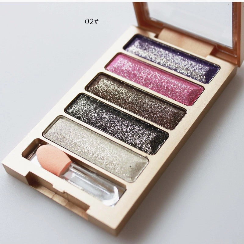 New brand 5 Color Glitter Eyeshadow Makeup Eye Shadow Palette,Super Flash Diamond Eyeshadow High Quality With Brush