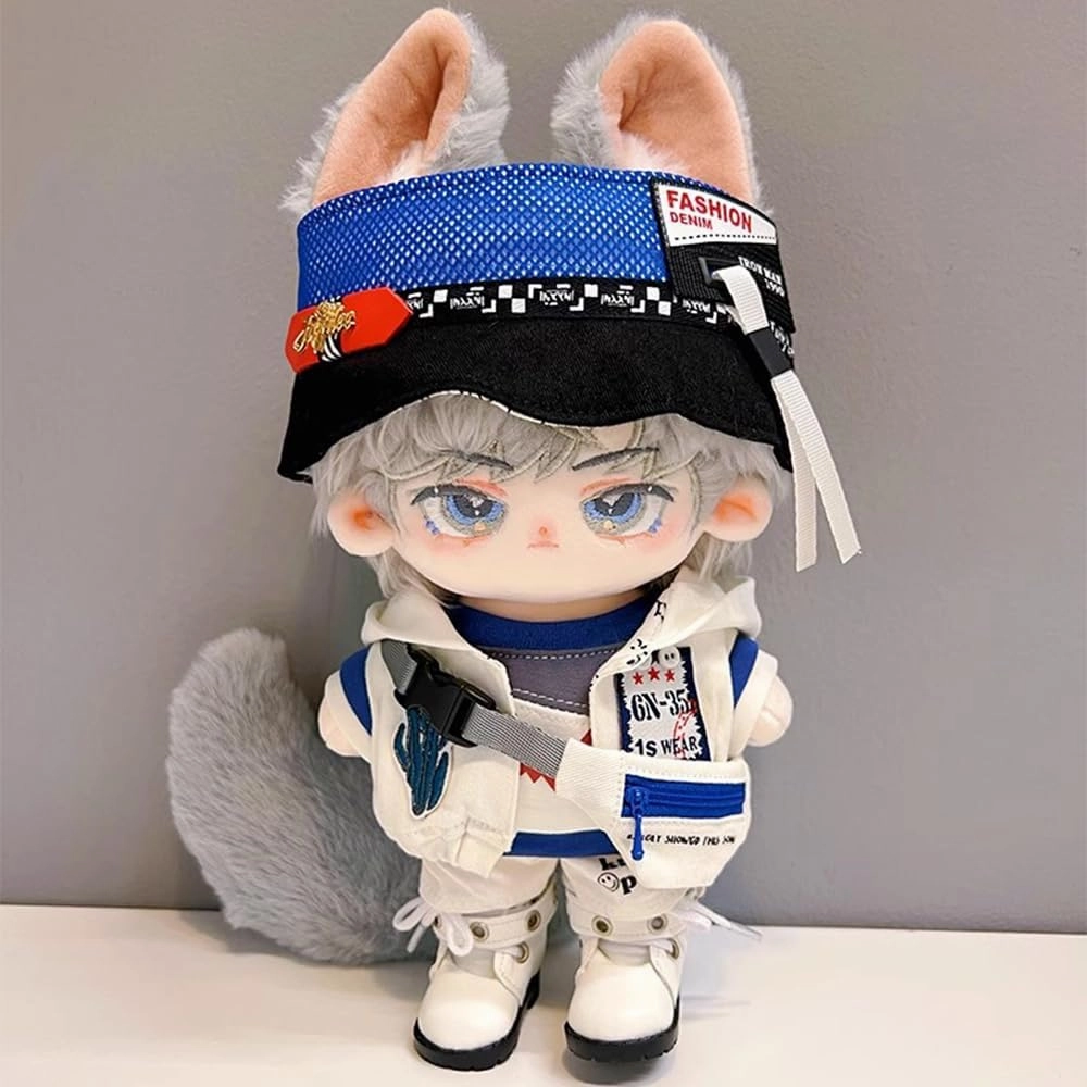 niannyyhouse Rabbit Ears Boy Stuffed Body Tail 20cm Plush Doll Wearable Clothing (9-with Skeleton)