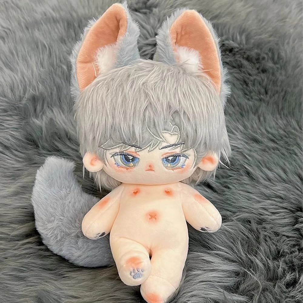 niannyyhouse Rabbit Ears Boy Stuffed Body Tail 20cm Plush Doll Wearable Clothing (9-with Skeleton)