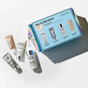Nice to Glow You Skincare Set – Travel Size Anti-Aging Brightening Kit with Vitamin C, AHA Peel, Toner & Melting Cleanser – Hydration, Glow, Pore Tightening, Wrinkle Reduction – 4-Piece