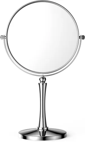 Nicesail 8” Desk Vanity Mirror, Personal Makeup Mirror Double-Sided with 1X/10X Magnification Magnified Mirror, Makeup Mirror for Home Hotel Desktop, Small Vanity Mirror, Chrome 10X