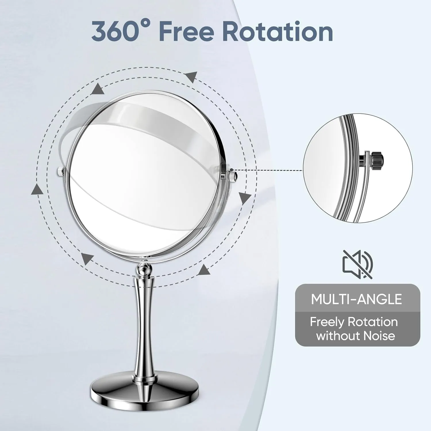 Nicesail 8” Desk Vanity Mirror, Personal Makeup Mirror Double-Sided with 1X/10X Magnification Magnified Mirror, Makeup Mirror for Home Hotel Desktop, Small Vanity Mirror, Chrome 10X