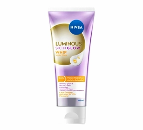 NIVEA Luminous Skin Glow Whip Wash Foam, Face Cleanser with Vitamin C, 6 Acid Complex, Hyaluronic Acid 100ml