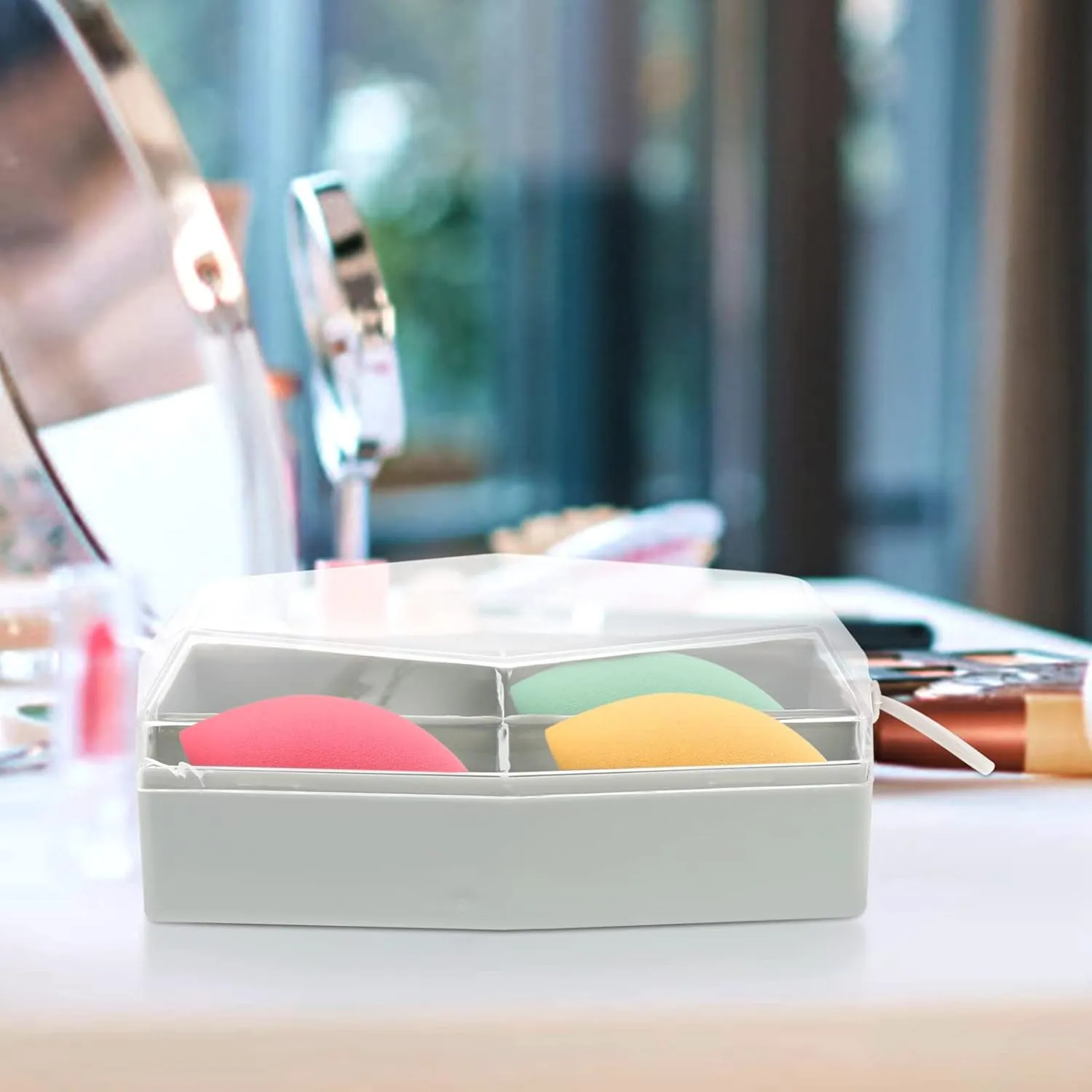 NOLITOY Sets Makeup Beauty Sponge Holder Powder Puff Set Storage Box Travel Container Moisture Lid Pcs