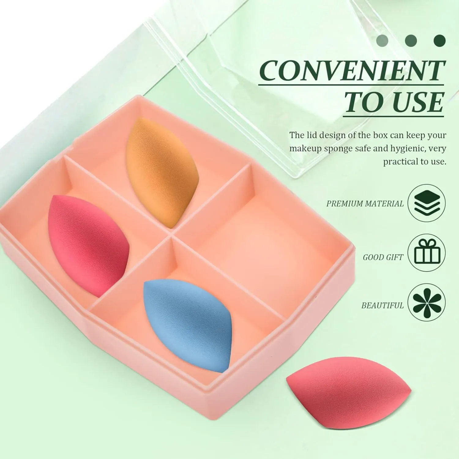 NOLITOY Sets Makeup Beauty Sponge Holder Powder Puff Set Storage Box Travel Container Moisture Lid Pcs