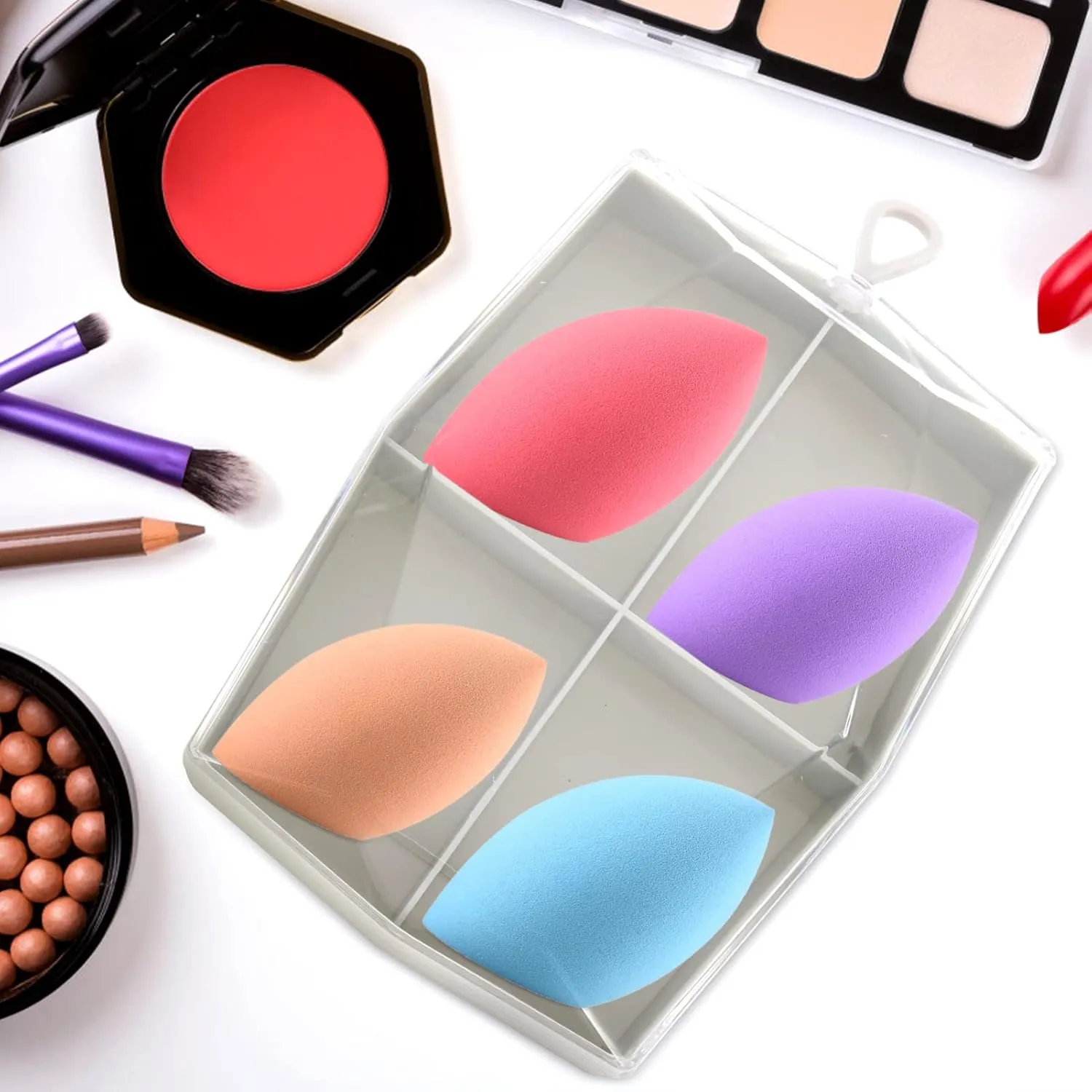 NOLITOY Sets Makeup Beauty Sponge Holder Powder Puff Set Storage Box Travel Container Moisture Lid Pcs