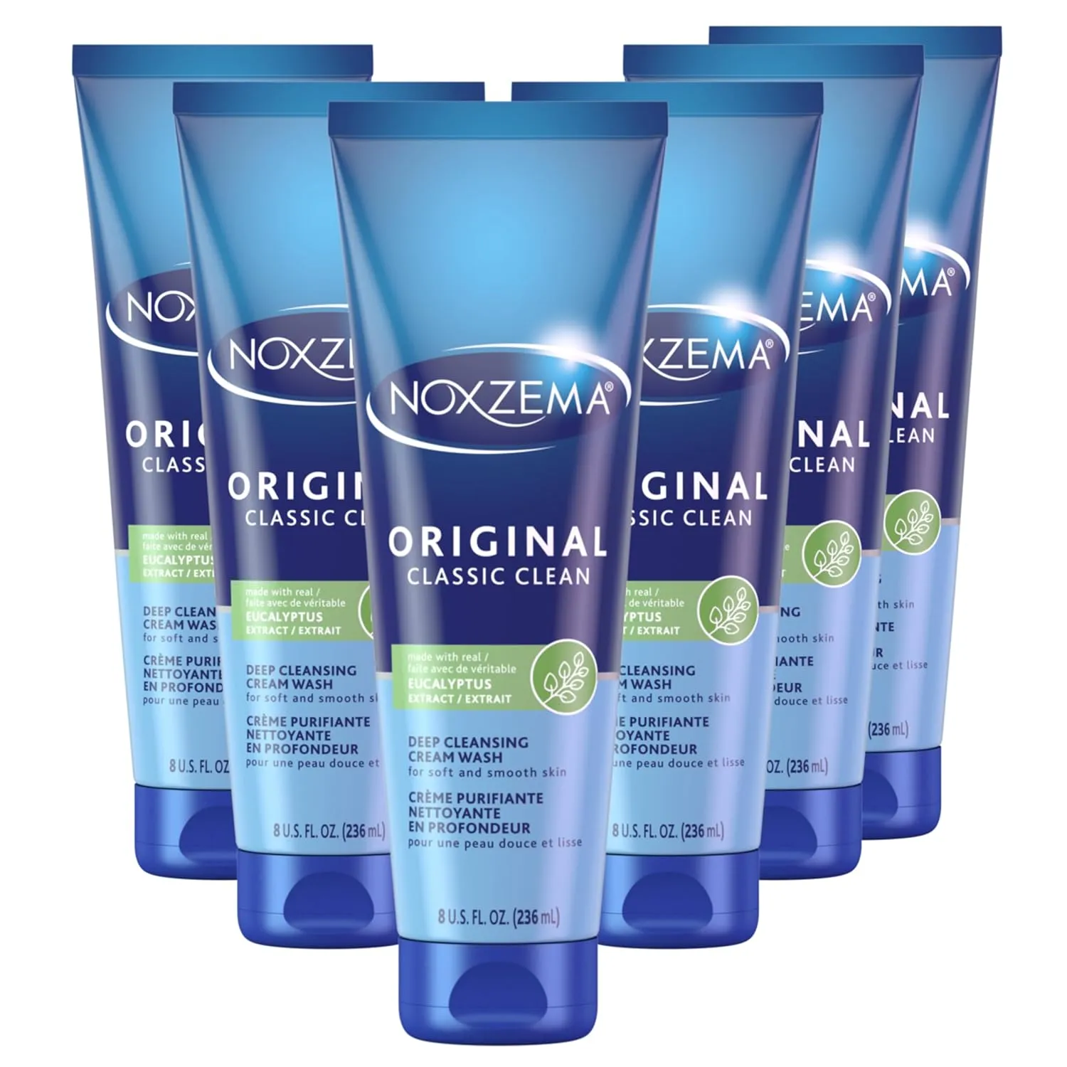 Noxzema Deep Cleansing Cream For healthy-looking and soft skin Original Face Cleanser Face Wash Removes Dirt, Makeup and Oil 8oz 6 Count