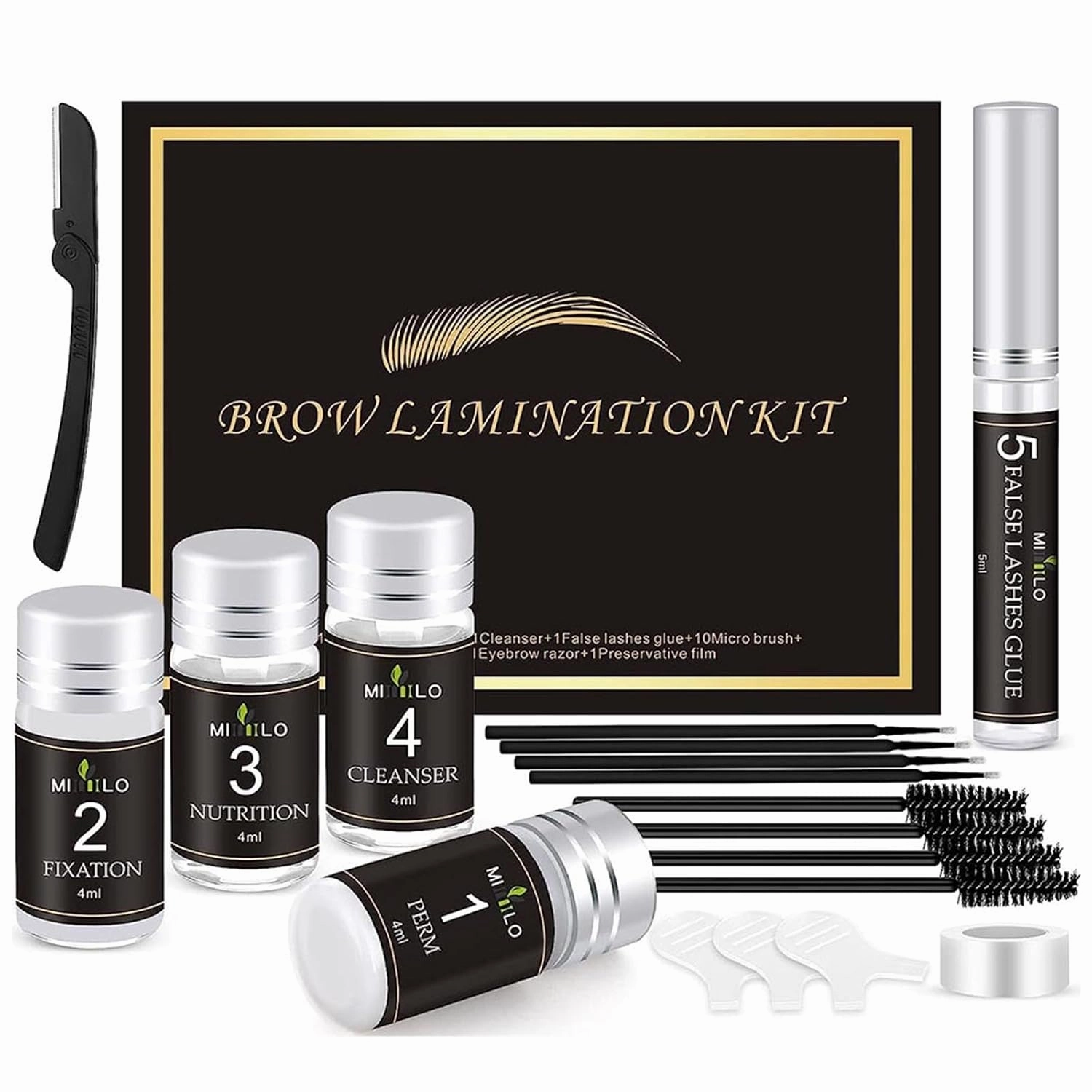 Ofanyia Lash Lift & Brow Lamination 2 in 1 Kit, Instant Fuller Eyebrow & Eyelash Perm Kit with Brow Brush and Brow Razor - Salon Result Lasts 6-8 weeks