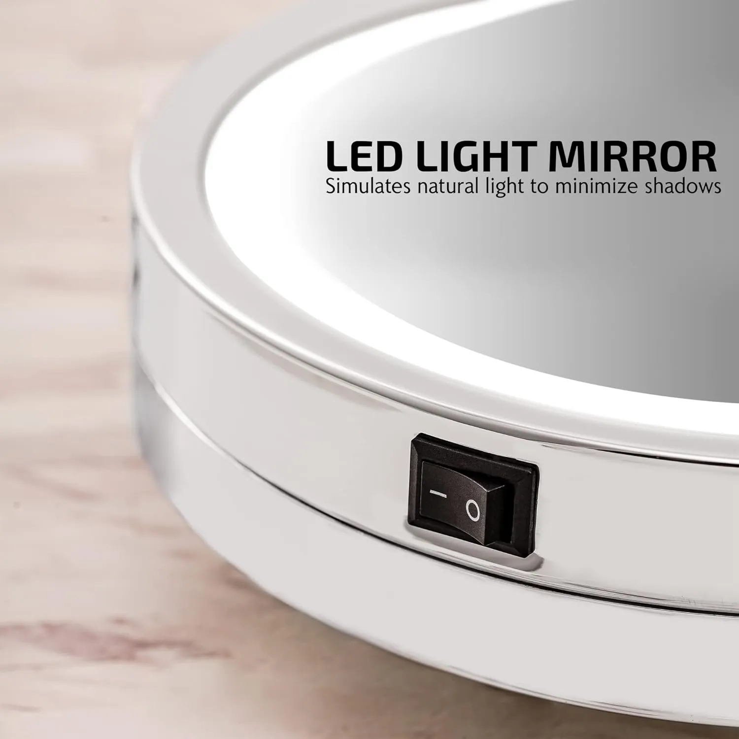 OVENTE 9" Lighted Wall Mount Makeup Mirror with 1X/7X Magnification, Cordless Double Sided Magnifying Round Vanity Mirror, 360° Swivel Design, Extendable and Folding Arm, Polished Chrome MFW85CH1X7X