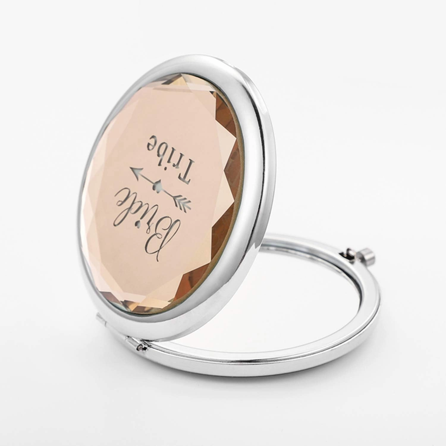 Pack of 7 Compact Pocket Makeup Mirrors Set Include 1 Bride to Be Mirror and 6 Bride Tribe Mirrors Bachelorette Party Bridesmaid Proposal Gifts(Champagne)