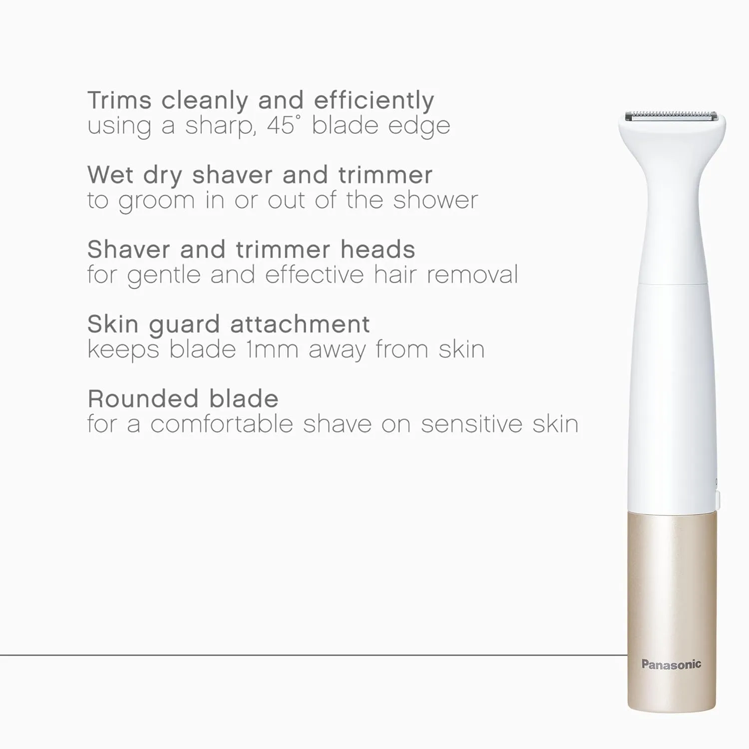 Panasonic Wet/Dry Bikini Shaver & Trimmer for Women with 4 Attachments for Gentle Grooming in Sensitive Areas, Battery-Operated – ES-WWV6-N